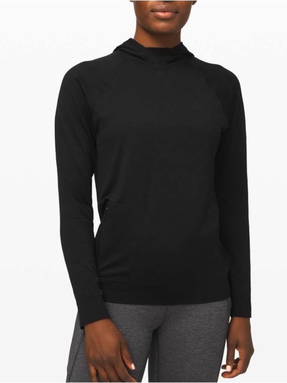 Lululemon Rest Less Black Textured Hooded Long Sleeve Top